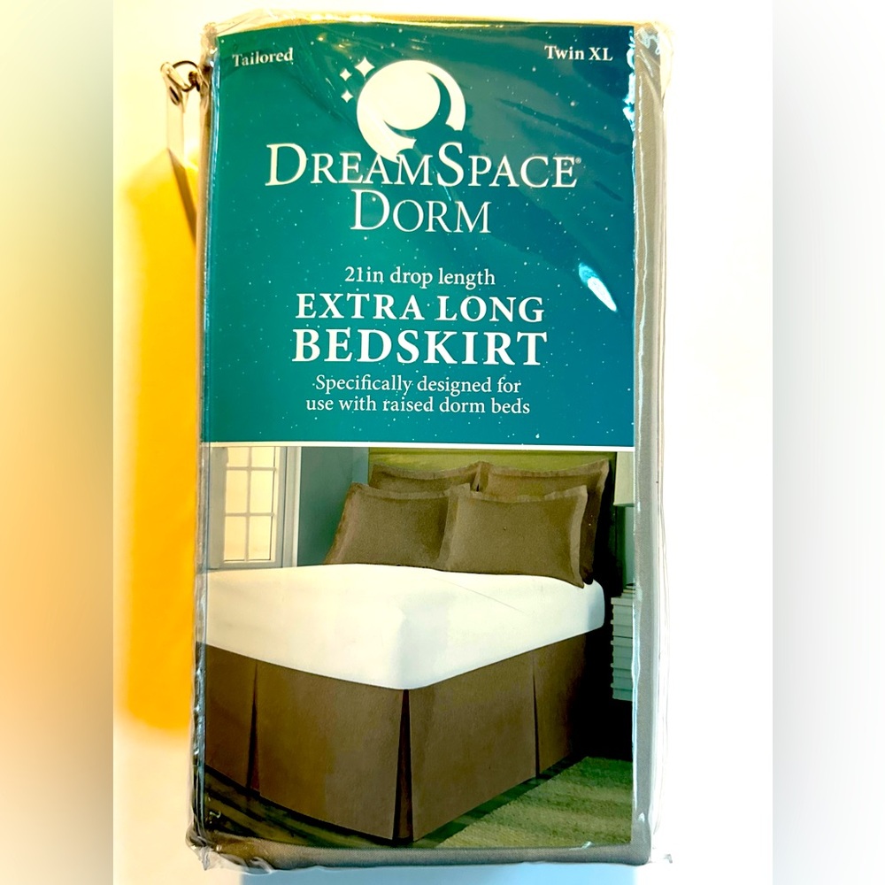 🎁Dream Space Dorm Extra Long Bed Skirt - Twin XL (21” Drop Length) - Gray